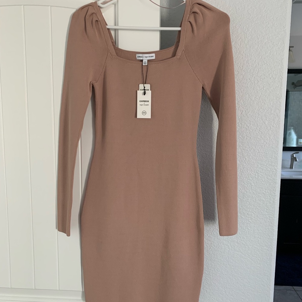 NWT. Express nude/pink body on dress. Size XS